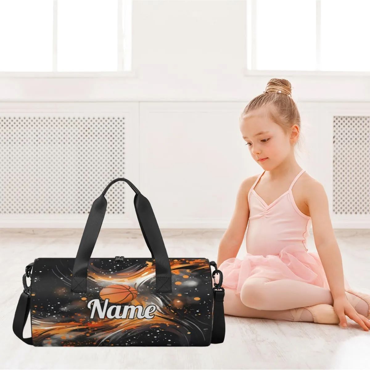 Custom Dance Duffel Bag Sport Backpacks Gyms and Weekend Overnight Travel Duffle Bag Birthday Christmas Halloween Waterproof, Abstract Basketball