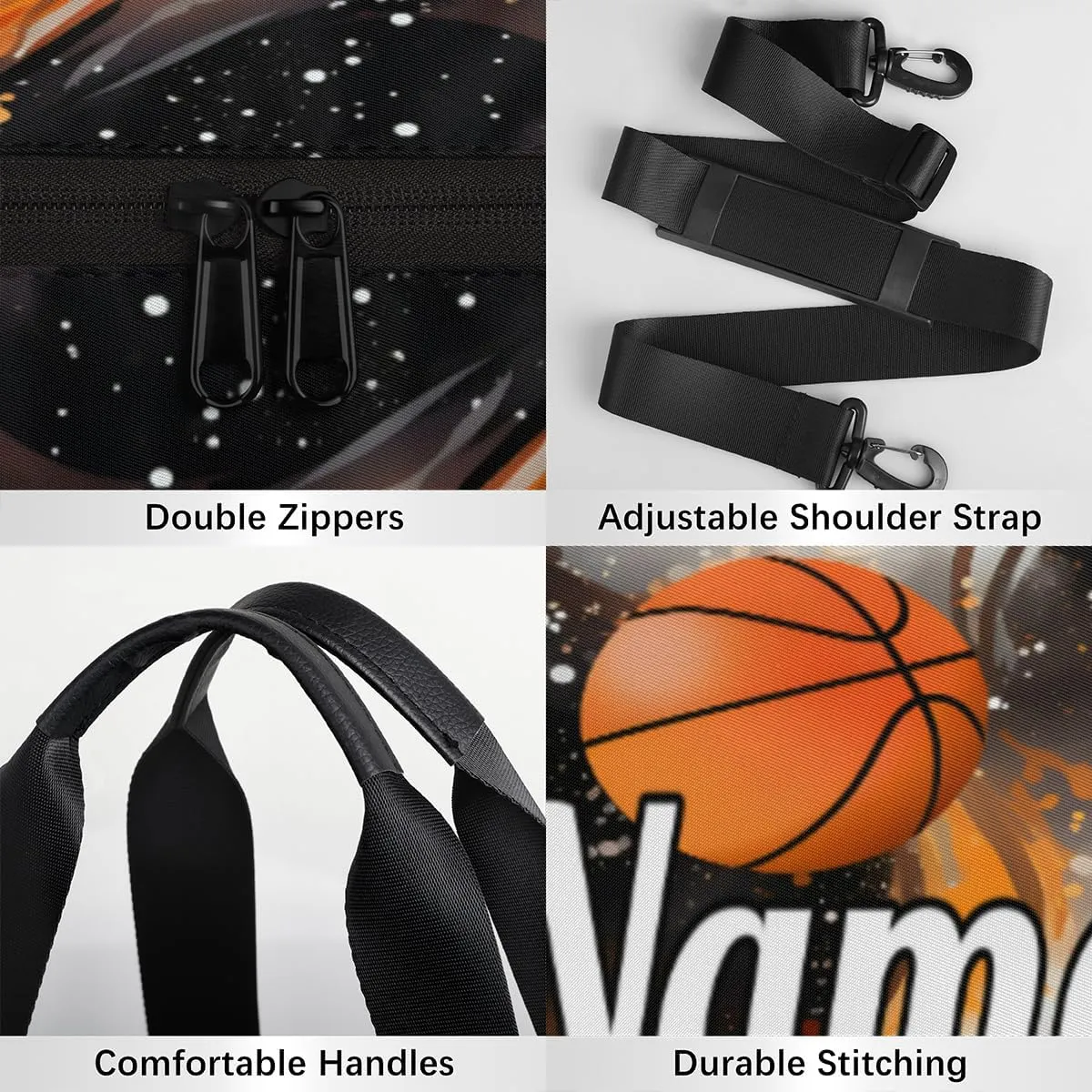 Custom Dance Duffel Bag Sport Backpacks Gyms and Weekend Overnight Travel Duffle Bag Birthday Christmas Halloween Waterproof, Abstract Basketball