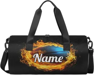 Custom Dance Duffel Bag Sport Backpacks Gyms and Weekend Overnight Travel Duffle Bag Birthday Christmas Halloween Waterproof, Flaming Basketball Sport