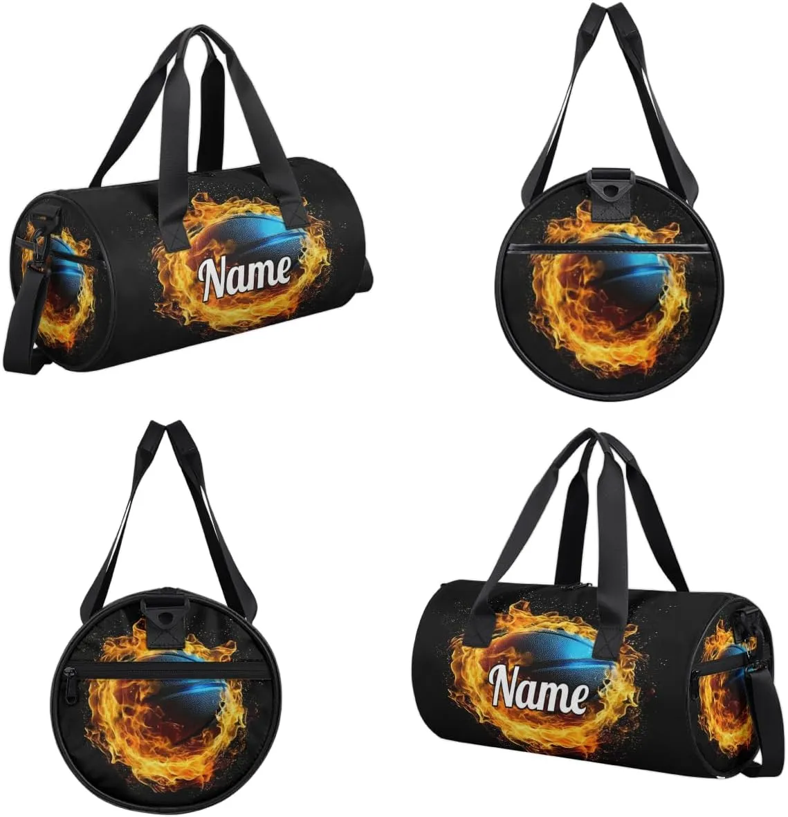 Custom Dance Duffel Bag Sport Backpacks Gyms and Weekend Overnight Travel Duffle Bag Birthday Christmas Halloween Waterproof, Flaming Basketball Sport