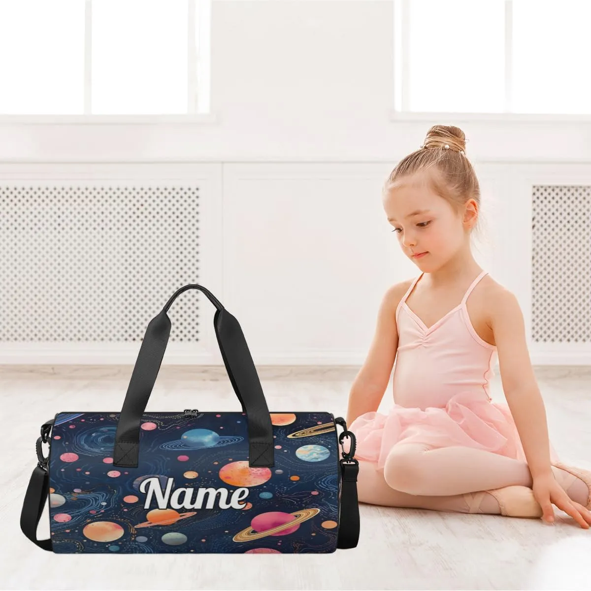 Custom Dance Duffel Bag Sport Backpacks Gyms and Weekend Overnight Travel Duffle Bag Birthday Christmas Halloween Waterproof, Space Planets