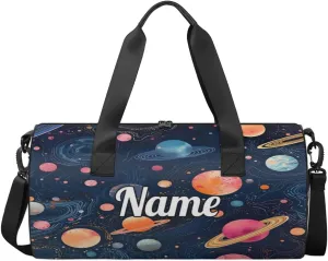 Custom Dance Duffel Bag Sport Backpacks Gyms and Weekend Overnight Travel Duffle Bag Birthday Christmas Halloween Waterproof, Space Planets