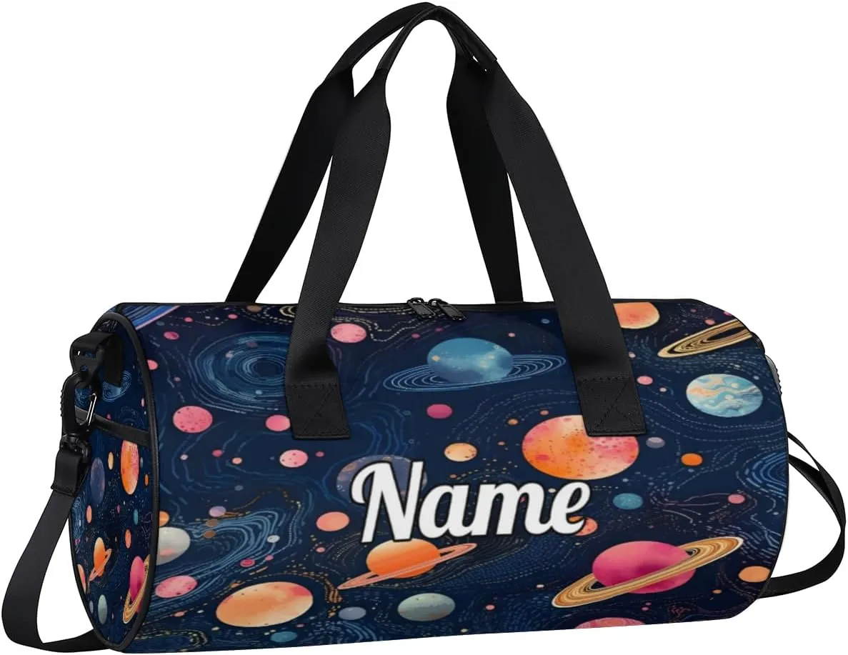 Custom Dance Duffel Bag Sport Backpacks Gyms and Weekend Overnight Travel Duffle Bag Birthday Christmas Halloween Waterproof, Space Planets