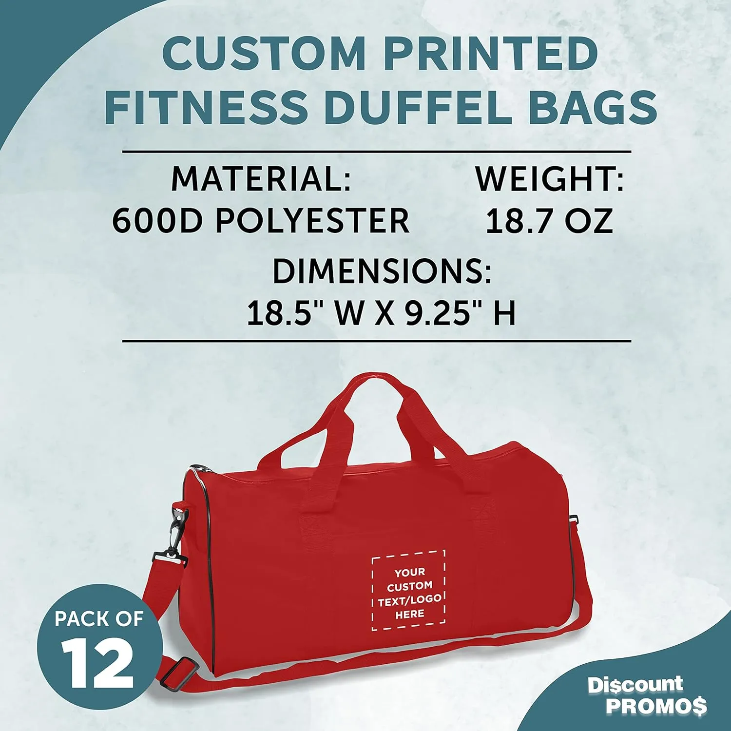 Custom Fitness Duffle Bags Set of 12, Personalized Bulk Pack - Great for Everyday Use, Perfect for Travellers, Athletes, Fitness Fanatics - Red