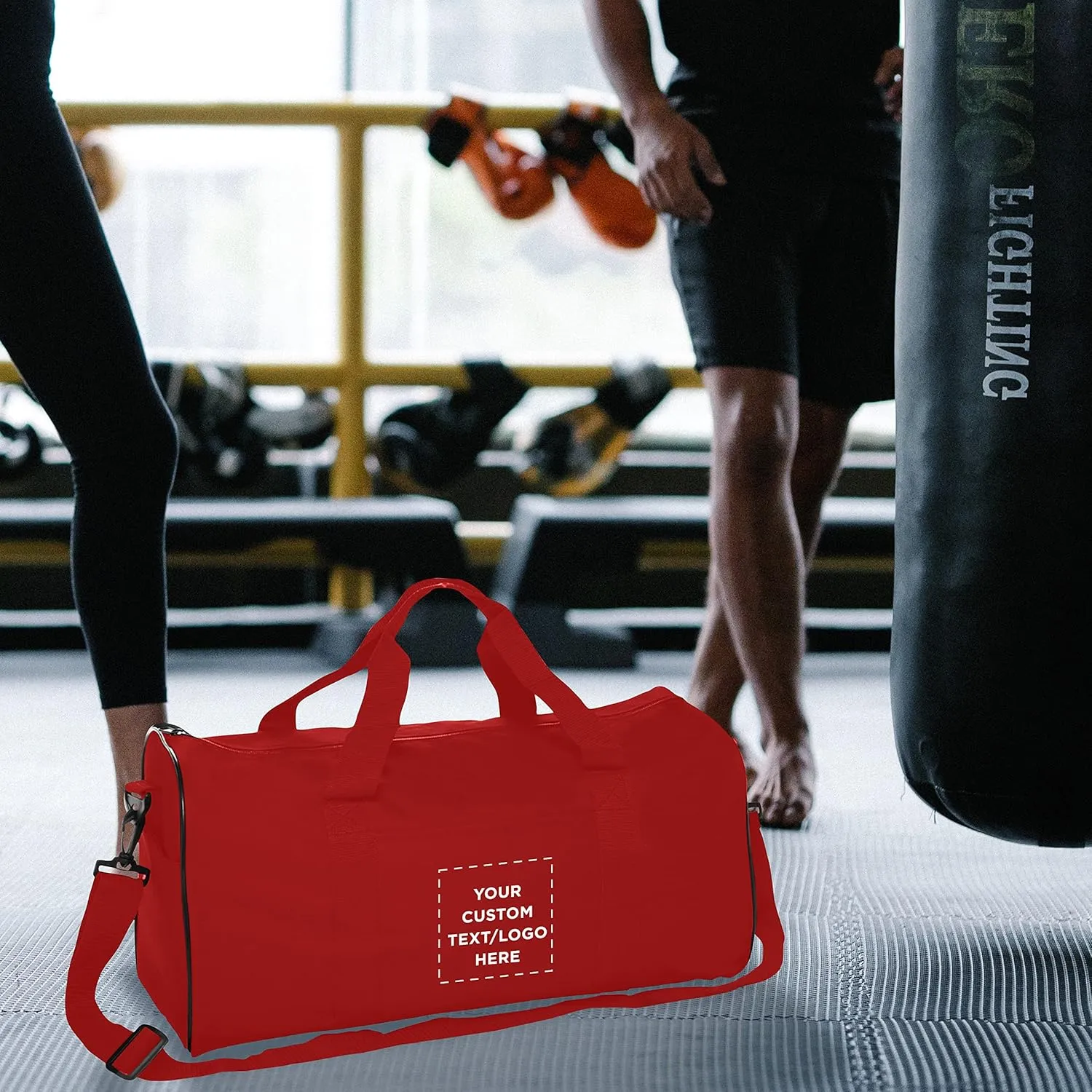 Custom Fitness Duffle Bags Set of 12, Personalized Bulk Pack - Great for Everyday Use, Perfect for Travellers, Athletes, Fitness Fanatics - Red