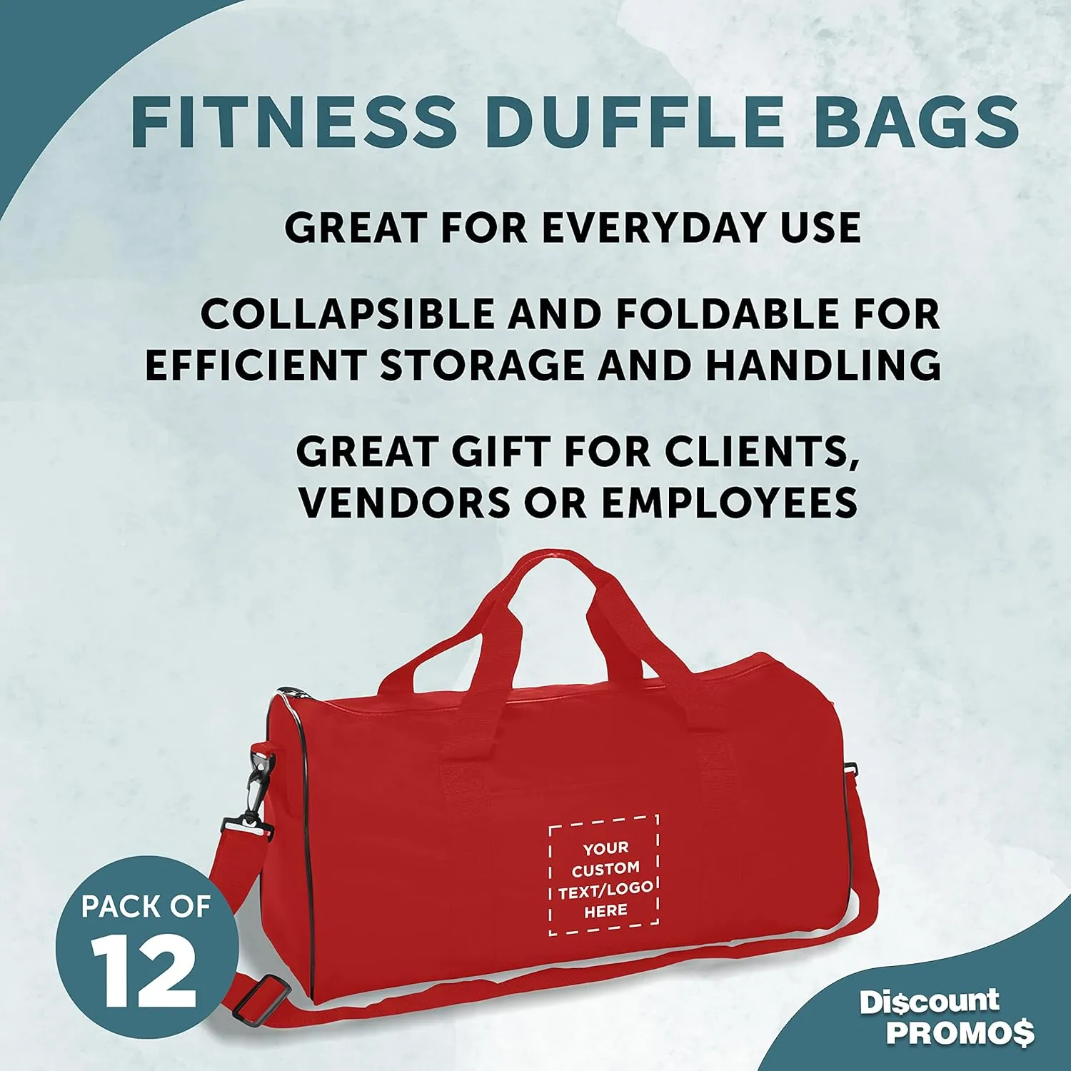 Custom Fitness Duffle Bags Set of 12, Personalized Bulk Pack - Great for Everyday Use, Perfect for Travellers, Athletes, Fitness Fanatics - Red