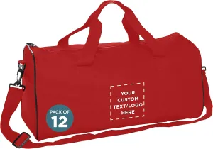 Custom Fitness Duffle Bags Set of 12, Personalized Bulk Pack - Great for Everyday Use, Perfect for Travellers, Athletes, Fitness Fanatics - Red