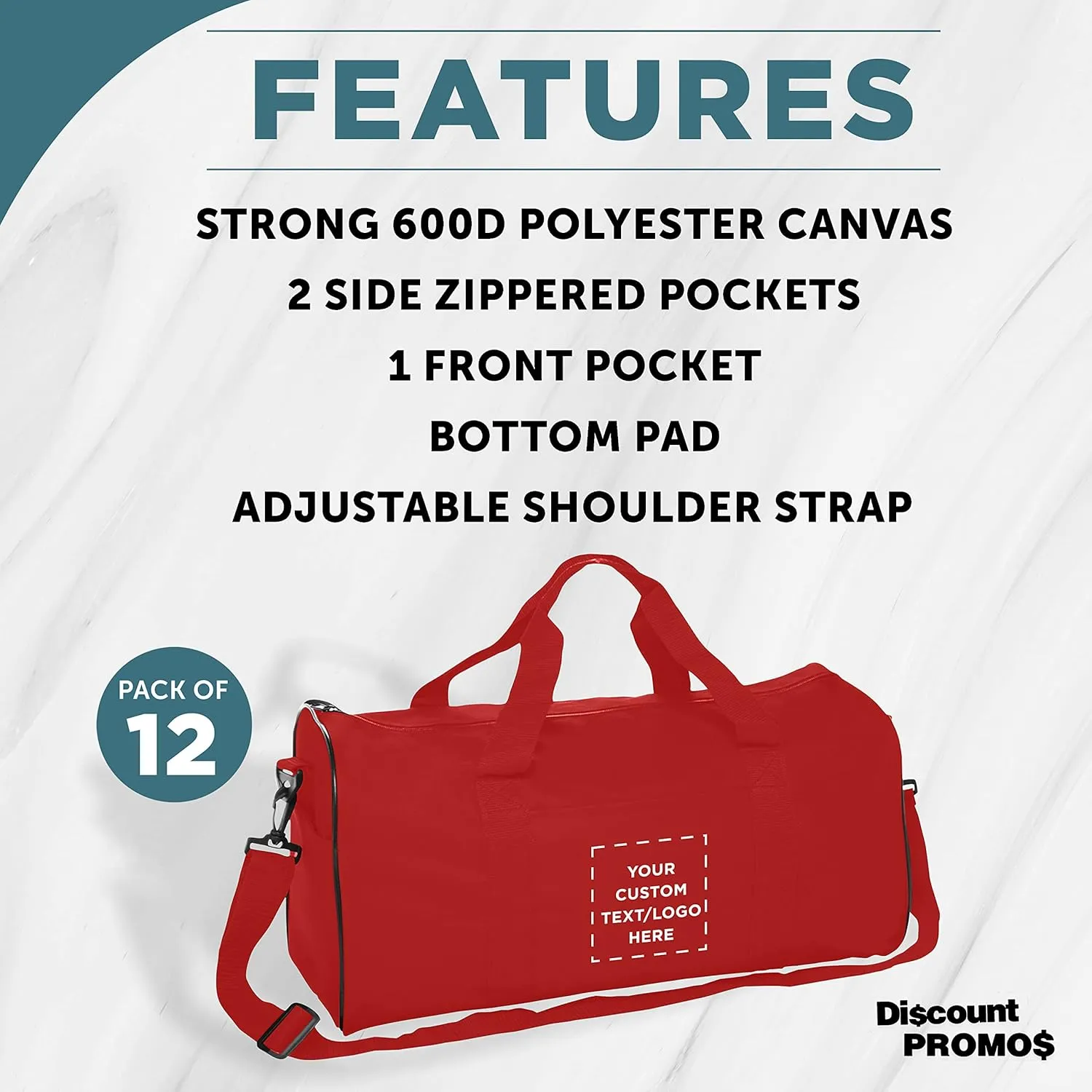 Custom Fitness Duffle Bags Set of 12, Personalized Bulk Pack - Great for Everyday Use, Perfect for Travellers, Athletes, Fitness Fanatics - Red