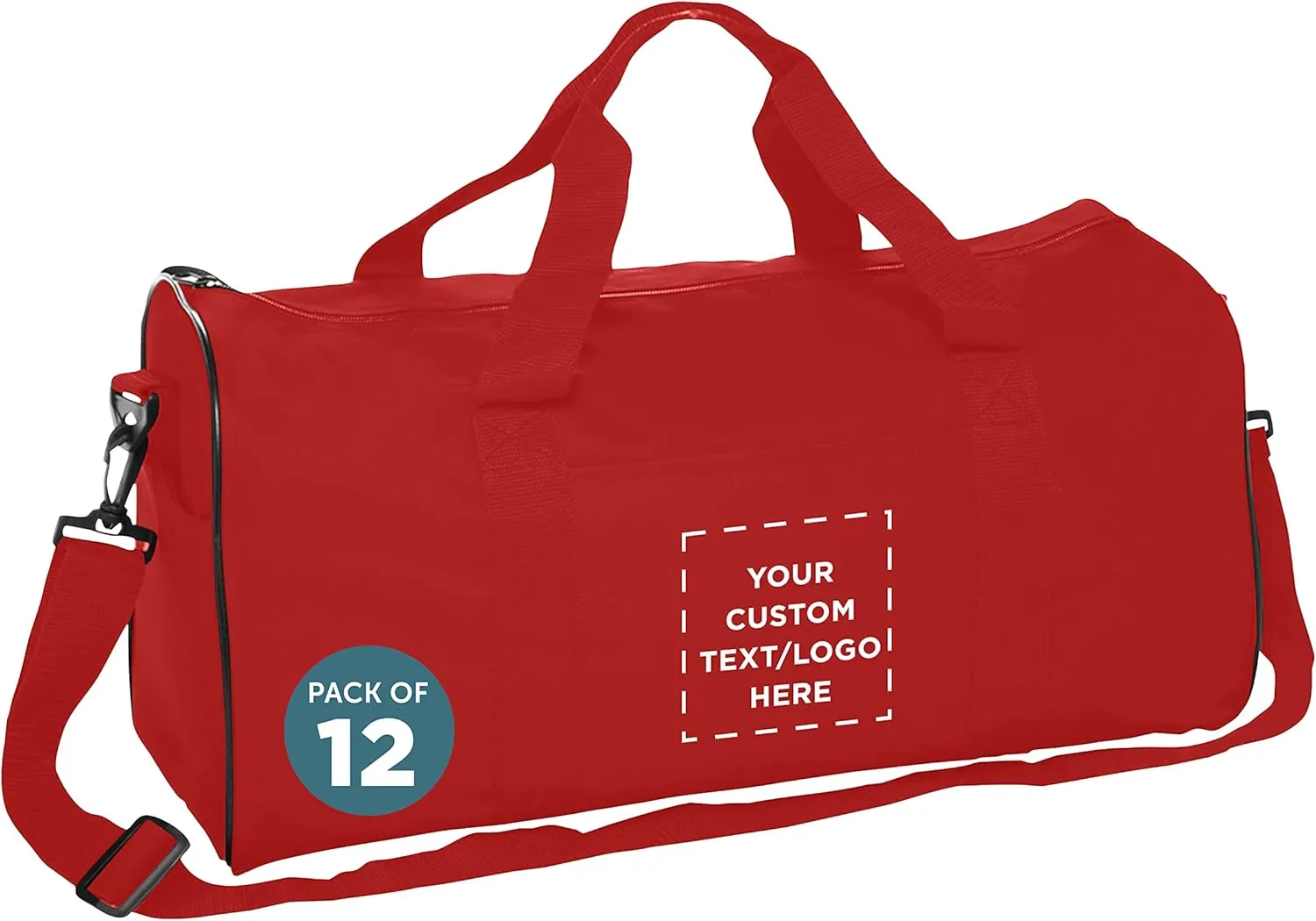 Custom Fitness Duffle Bags Set of 12, Personalized Bulk Pack - Great for Everyday Use, Perfect for Travellers, Athletes, Fitness Fanatics - Red