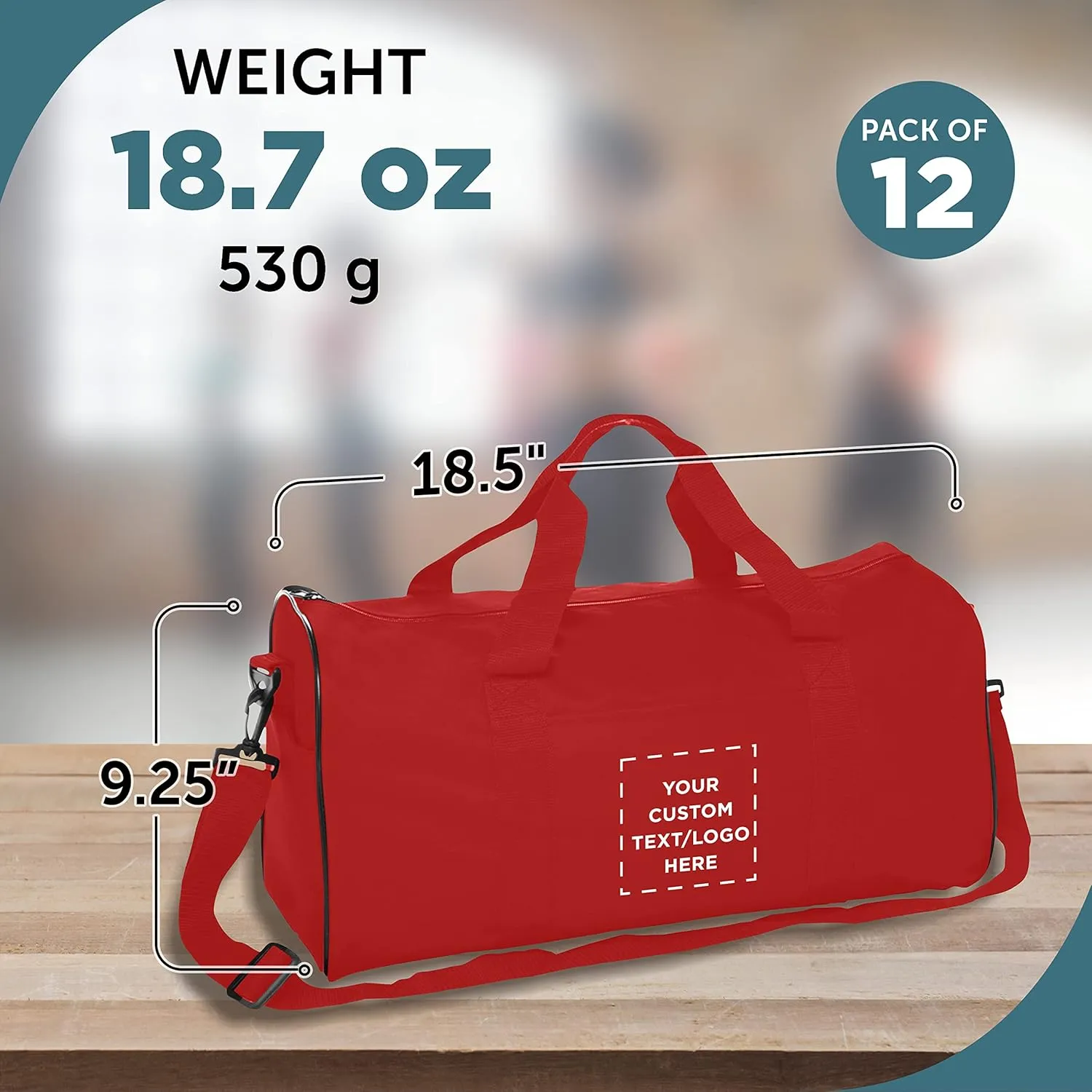Custom Fitness Duffle Bags Set of 12, Personalized Bulk Pack - Great for Everyday Use, Perfect for Travellers, Athletes, Fitness Fanatics - Red