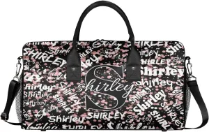Custom Gym Bag Sports Bag, Personalized Name Duffel Bag Travel Weekender Bags Waterproof Overnight Carry on Bag with Name, Black Pinks Glitter