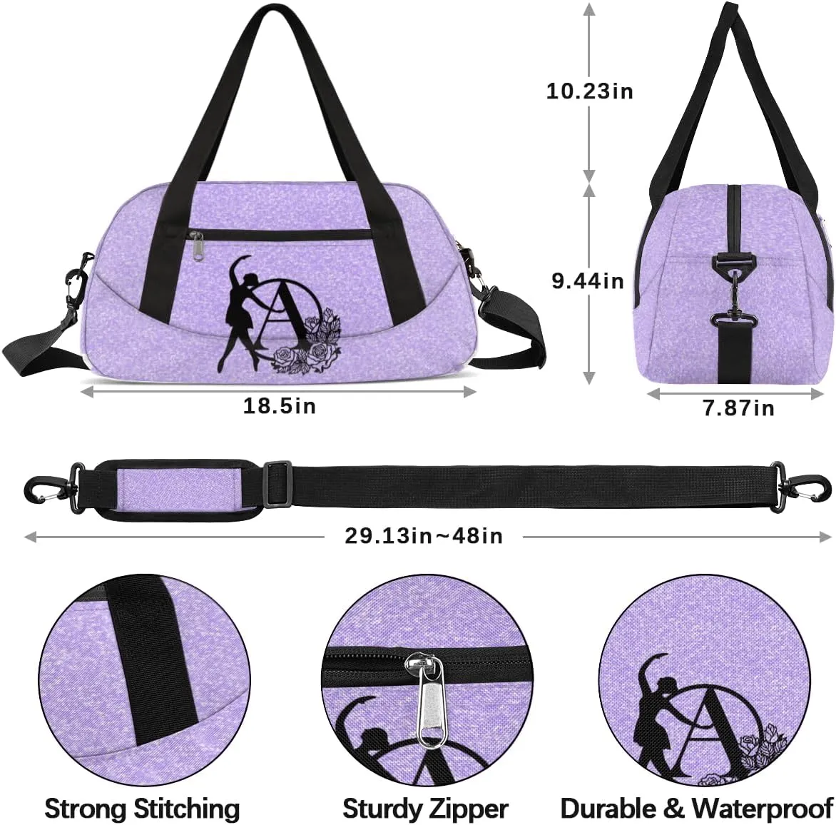 Custom Kids Dance Duffel Overnight Bag Personalized Dance Bag Travel Duffel Bag for Girls Boys Customized Kids Gifts