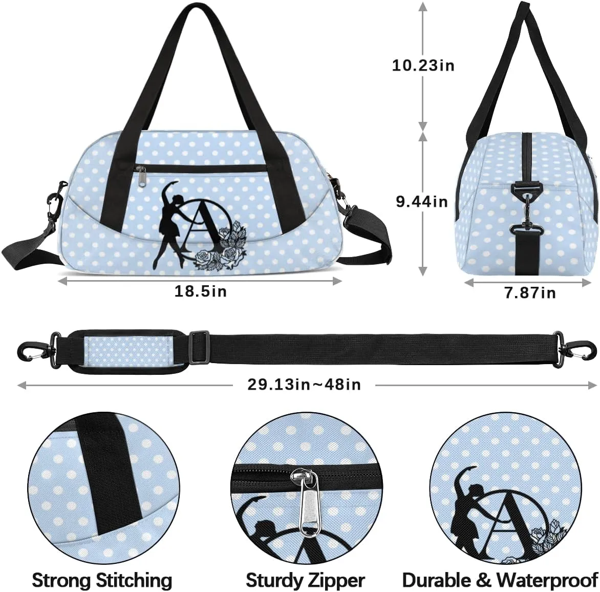 Custom Kids Dance Duffel Overnight Bag Personalized Dance Bag Travel Duffel Bag for Girls Boys Customized Kids Gifts