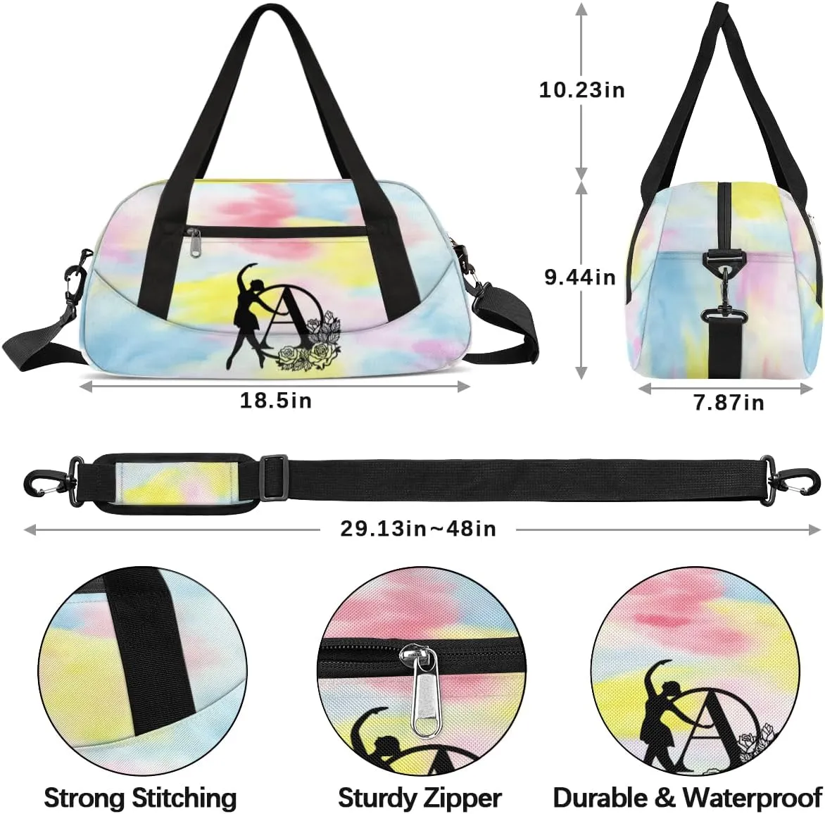 Custom Kids Dance Duffel Overnight Bag Personalized Dance Bag Travel Duffel Bag for Girls Boys Customized Kids Gifts