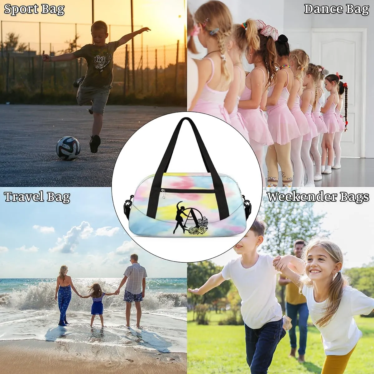 Custom Kids Dance Duffel Overnight Bag Personalized Dance Bag Travel Duffel Bag for Girls Boys Customized Kids Gifts