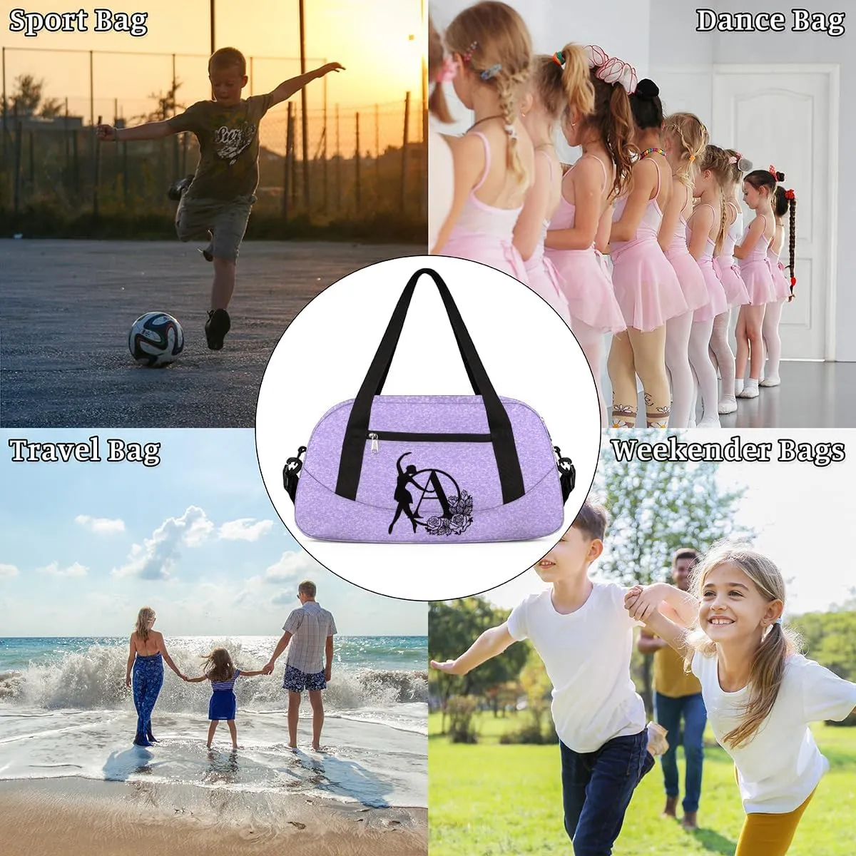 Custom Kids Dance Duffel Overnight Bag Personalized Dance Bag Travel Duffel Bag for Girls Boys Customized Kids Gifts