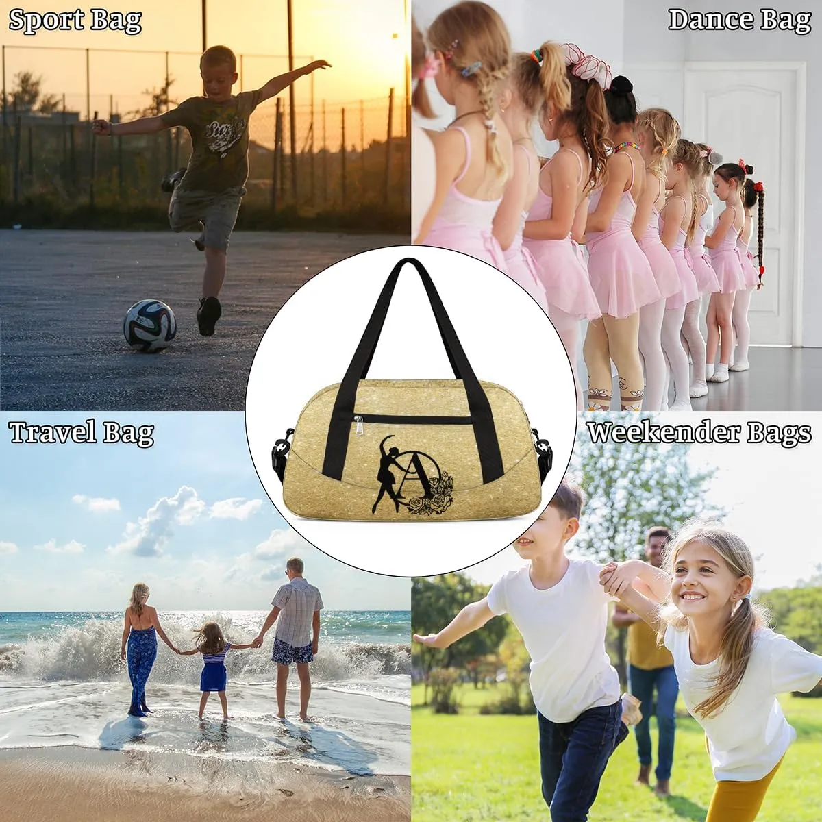 Custom Kids Dance Duffel Overnight Bag Personalized Dance Bag Travel Duffel Bag for Girls Boys Customized Kids Gifts