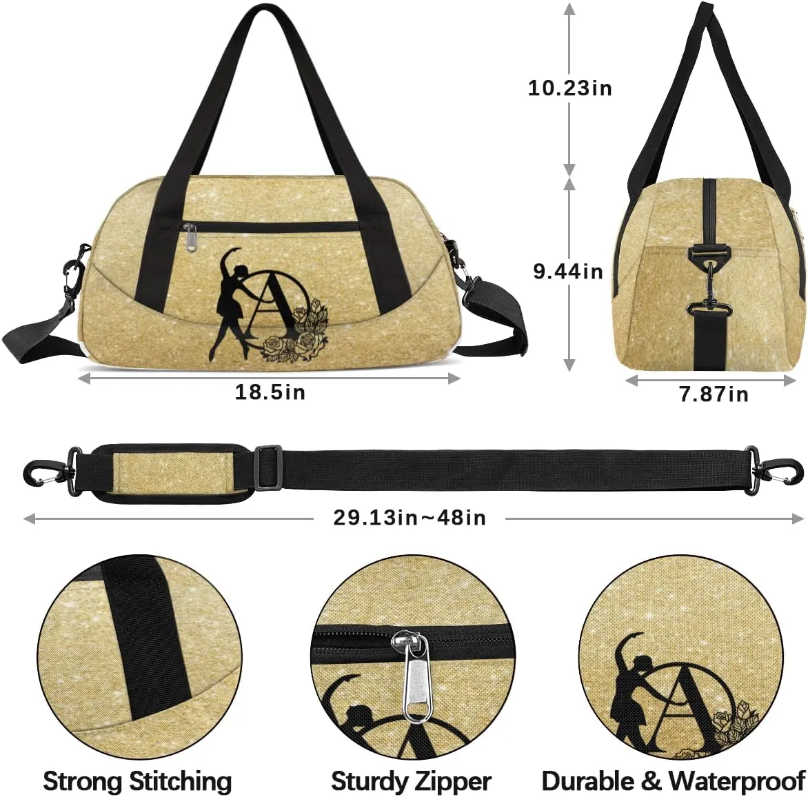 Custom Kids Dance Duffel Overnight Bag Personalized Dance Bag Travel Duffel Bag for Girls Boys Customized Kids Gifts