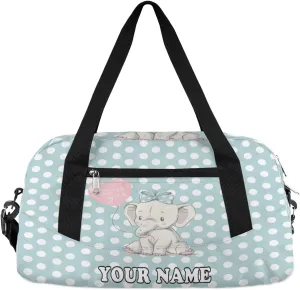Custom Kids Duffel Overnight Bag Baby Elephant Personalized Kids Duffel Bag for Girls Boys Customized Kids Gifts - Streaks