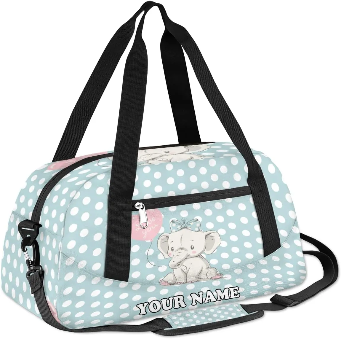 Custom Kids Duffel Overnight Bag Baby Elephant Personalized Kids Duffel Bag for Girls Boys Customized Kids Gifts - Streaks