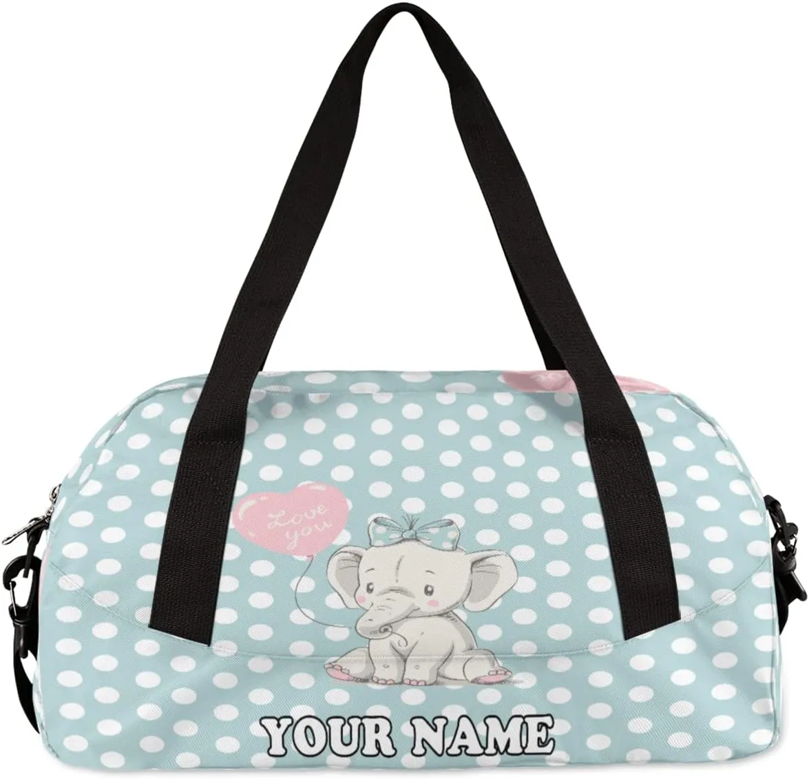 Custom Kids Duffel Overnight Bag Baby Elephant Personalized Kids Duffel Bag for Girls Boys Customized Kids Gifts - Streaks