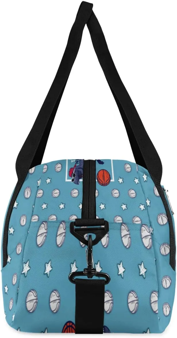 Custom Kids Duffel Overnight Bag Basketball Dinosaur Stars Personalized Kids Duffel Bag for Girls Boys Customized Kids Gifts - Basketball Sport