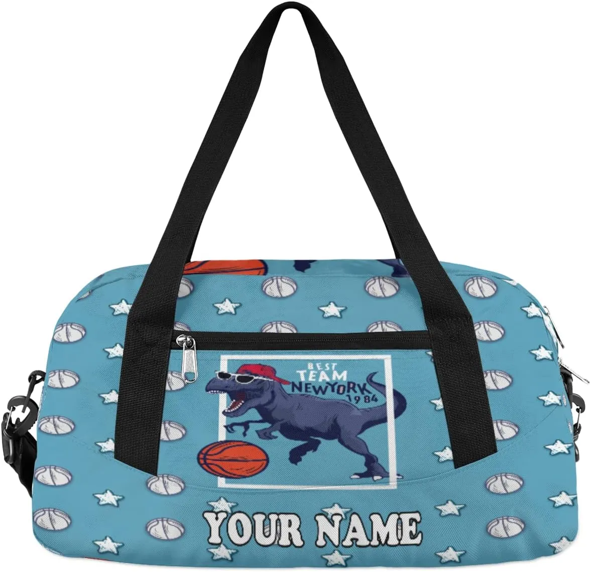 Custom Kids Duffel Overnight Bag Basketball Dinosaur Stars Personalized Kids Duffel Bag for Girls Boys Customized Kids Gifts - Basketball Sport