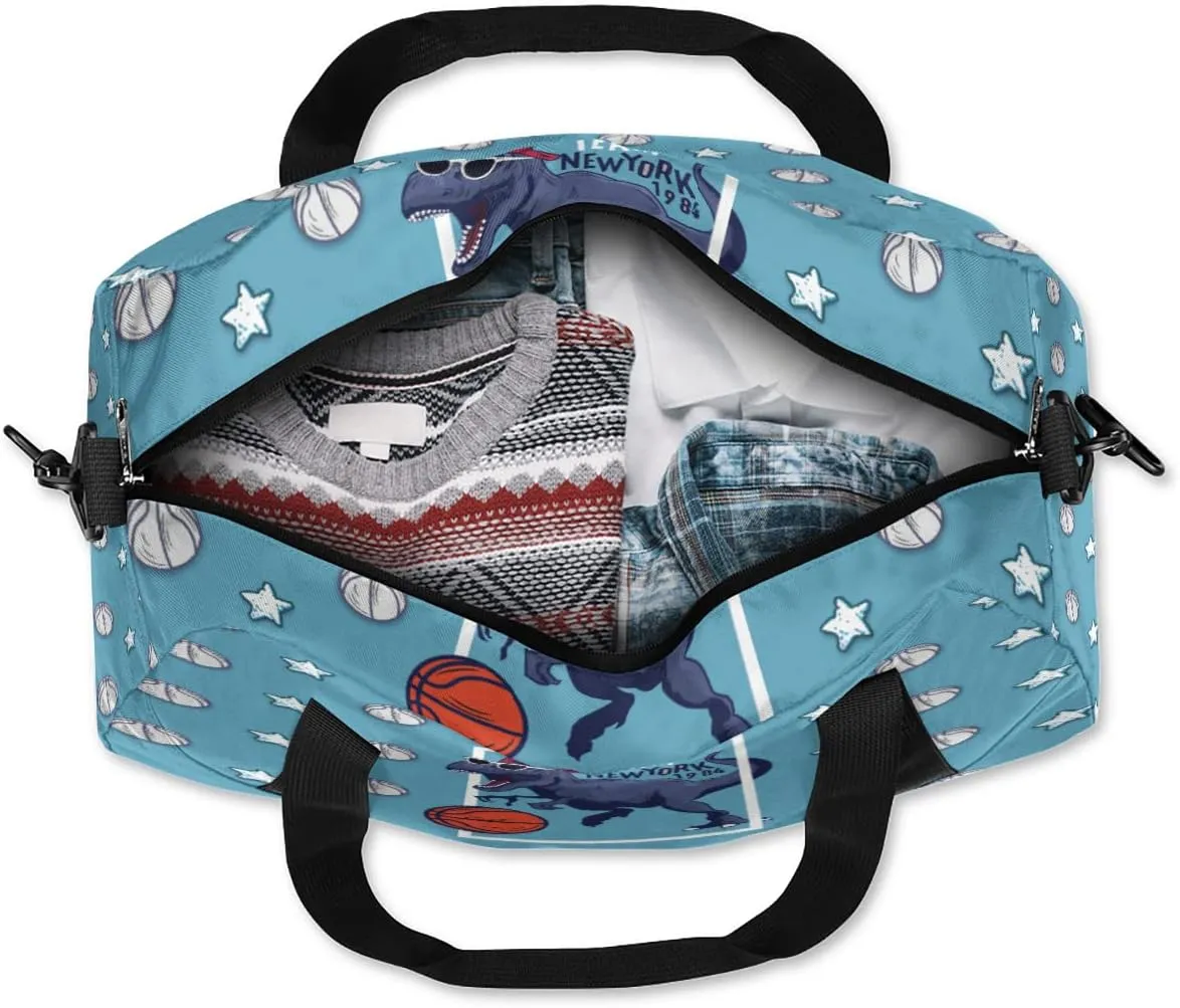 Custom Kids Duffel Overnight Bag Basketball Dinosaur Stars Personalized Kids Duffel Bag for Girls Boys Customized Kids Gifts - Basketball Sport