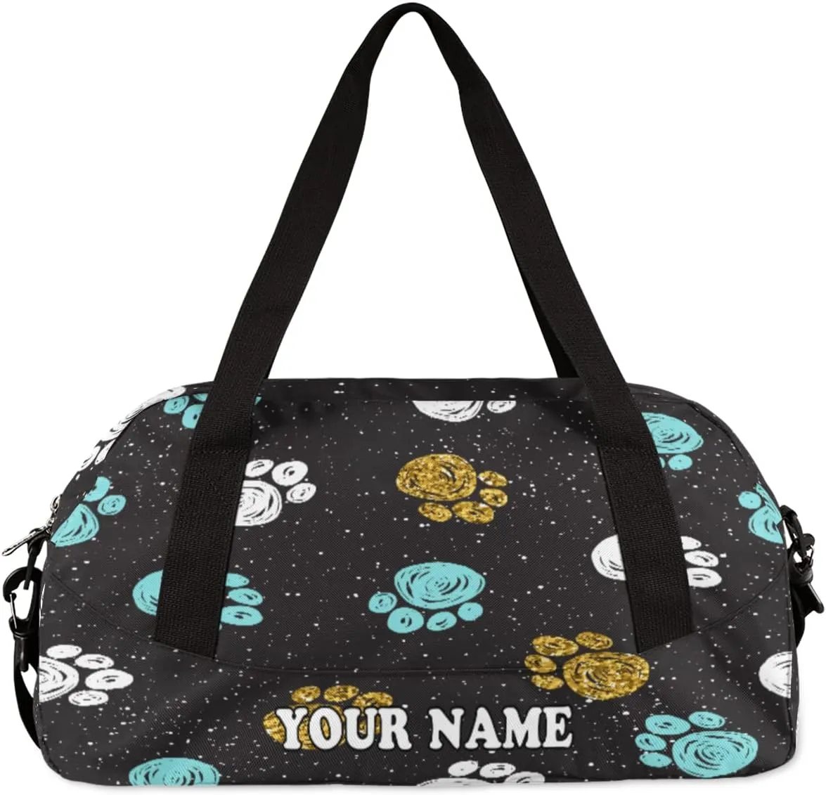 Custom Kids Duffel Overnight Bag Dog Paw Print Personalized Kids Duffel Bag for Girls Boys Customized Kids Gifts - Colorful Dog Footprints