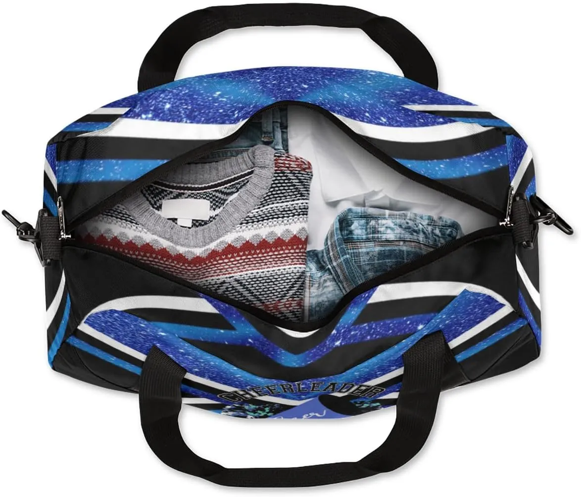 Custom Kids Duffel Overnight Bag Personalized Dance Bag Travel Duffel Bag for Girls Boys Customized Kids Gifts- Blue Cheerleader