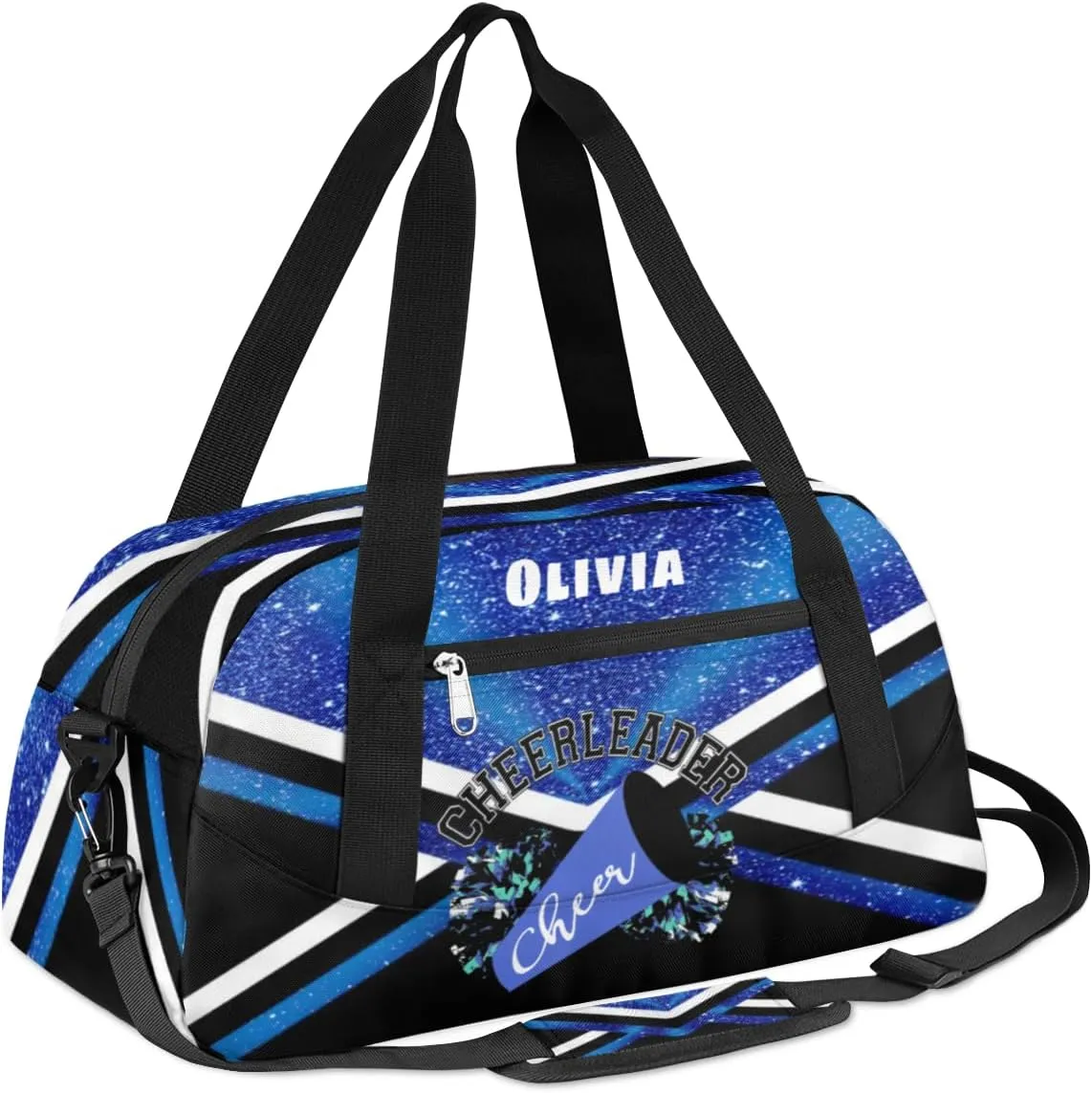 Custom Kids Duffel Overnight Bag Personalized Dance Bag Travel Duffel Bag for Girls Boys Customized Kids Gifts- Blue Cheerleader