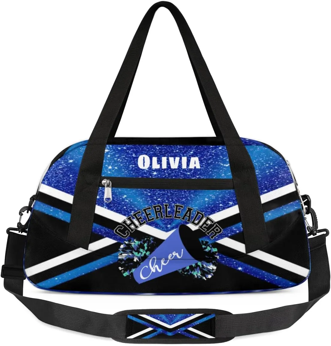 Custom Kids Duffel Overnight Bag Personalized Dance Bag Travel Duffel Bag for Girls Boys Customized Kids Gifts- Blue Cheerleader