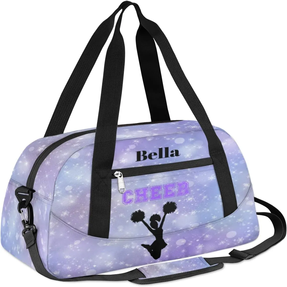 Custom Kids Duffel Overnight Bag Personalized Dance Bag Travel Duffel Bag for Girls Boys Customized Kids Gifts- Gymnast in Purple
