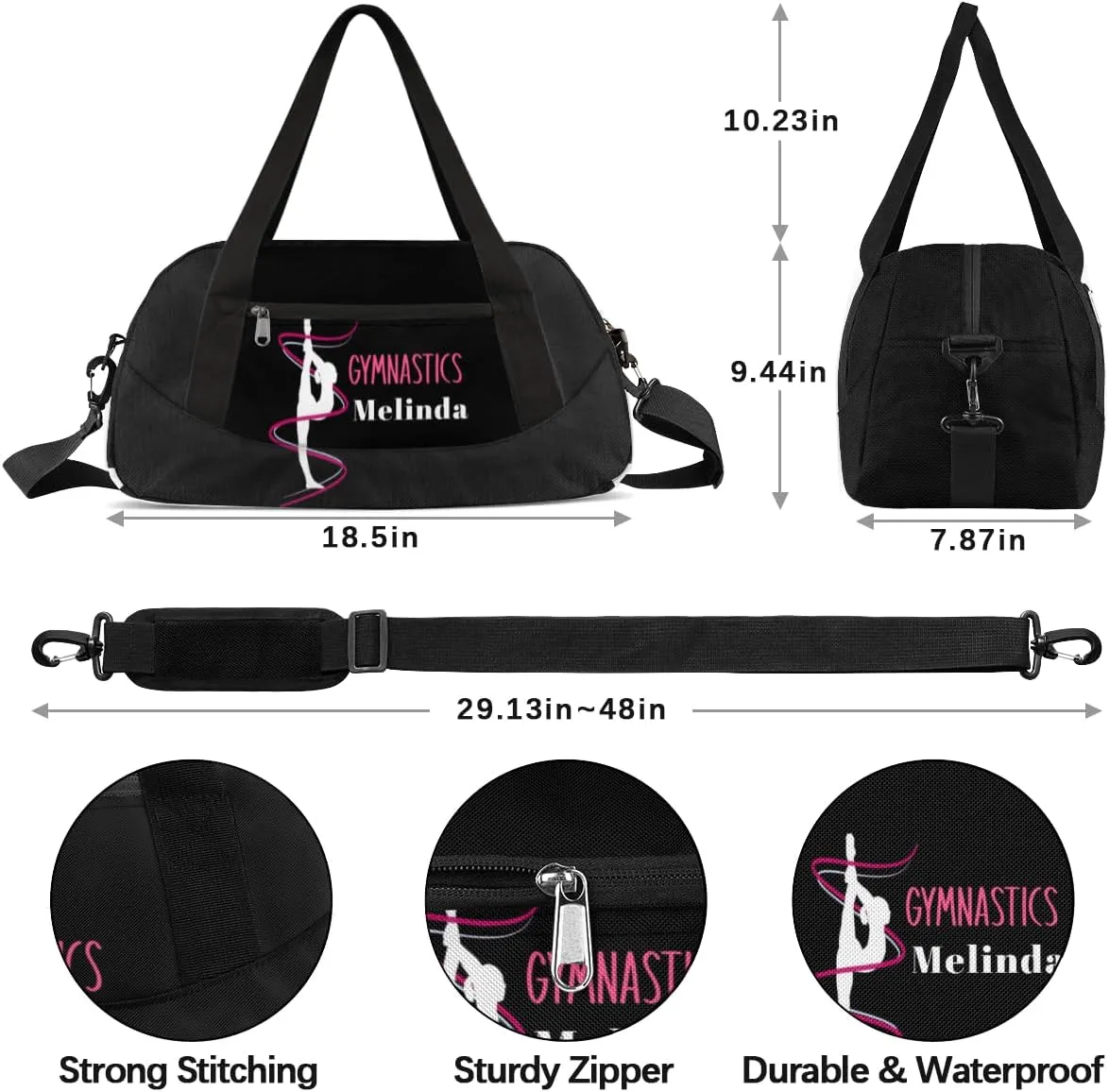 Custom Kids Duffel Overnight Bag Personalized Dance Bag Travel Duffel Bag for Girls Boys Customized Kids Gifts- Gymnastics Funny Gymnast