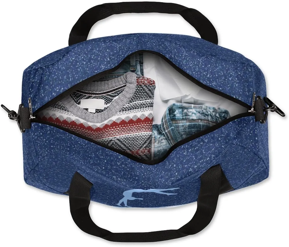 Custom Kids Duffel Overnight Bag Personalized Dance Bag Travel Duffel Bag for Girls Boys Customized Kids Gifts- Gymnastics Girl Light Blue