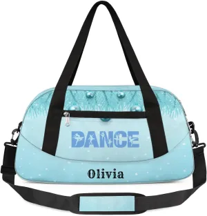 Custom Kids Duffel Overnight Bag Personalized Dance Bag Travel Duffel Bag for Girls Boys Customized Kids Gifts- Lovely Pearl Blue Dance