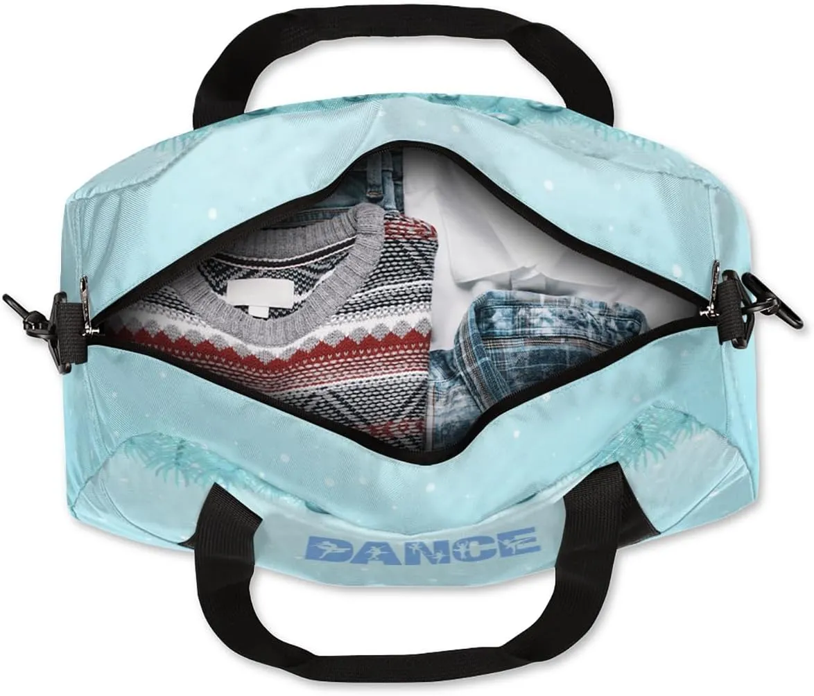 Custom Kids Duffel Overnight Bag Personalized Dance Bag Travel Duffel Bag for Girls Boys Customized Kids Gifts- Lovely Pearl Blue Dance