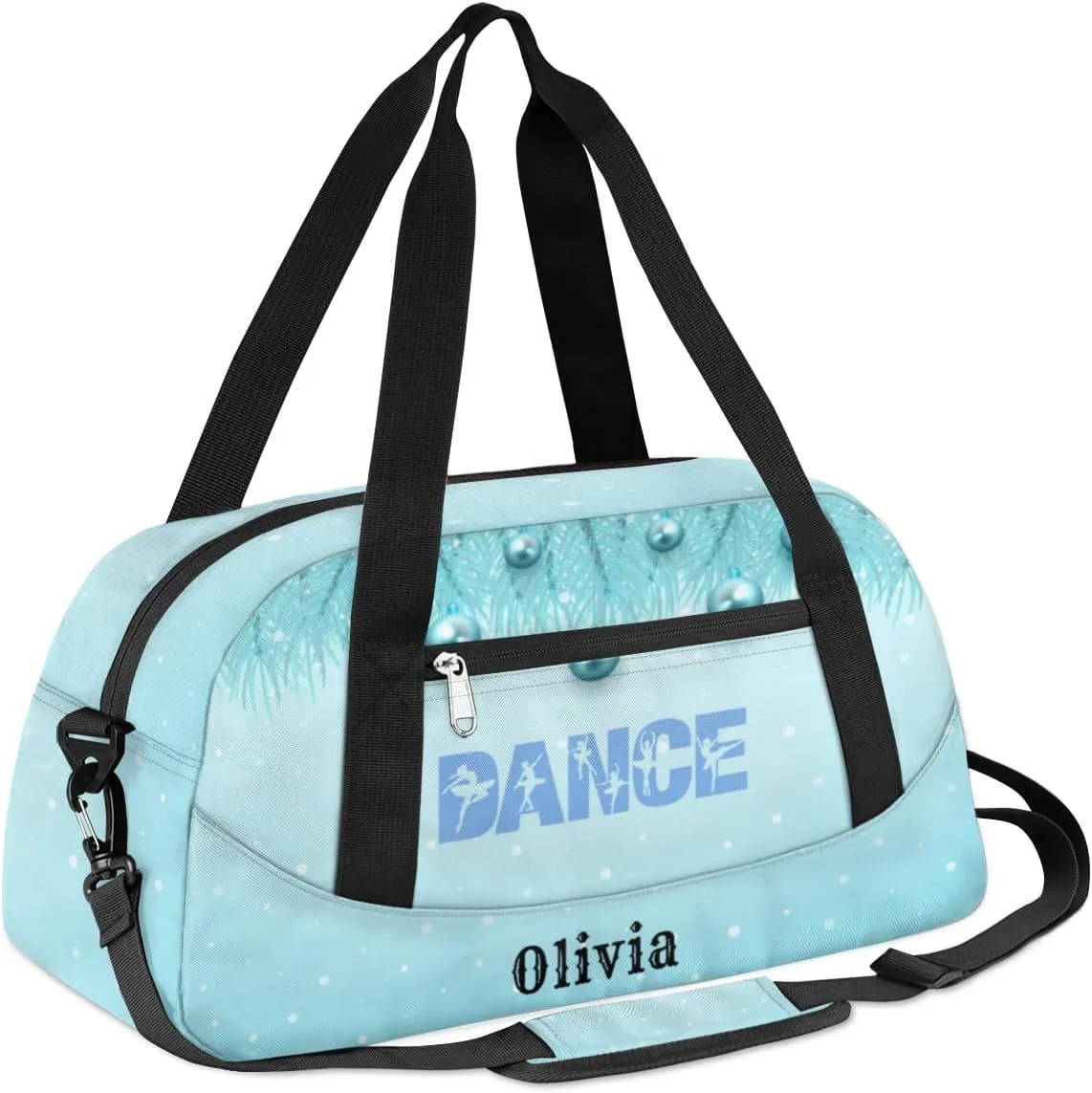 Custom Kids Duffel Overnight Bag Personalized Dance Bag Travel Duffel Bag for Girls Boys Customized Kids Gifts- Lovely Pearl Blue Dance