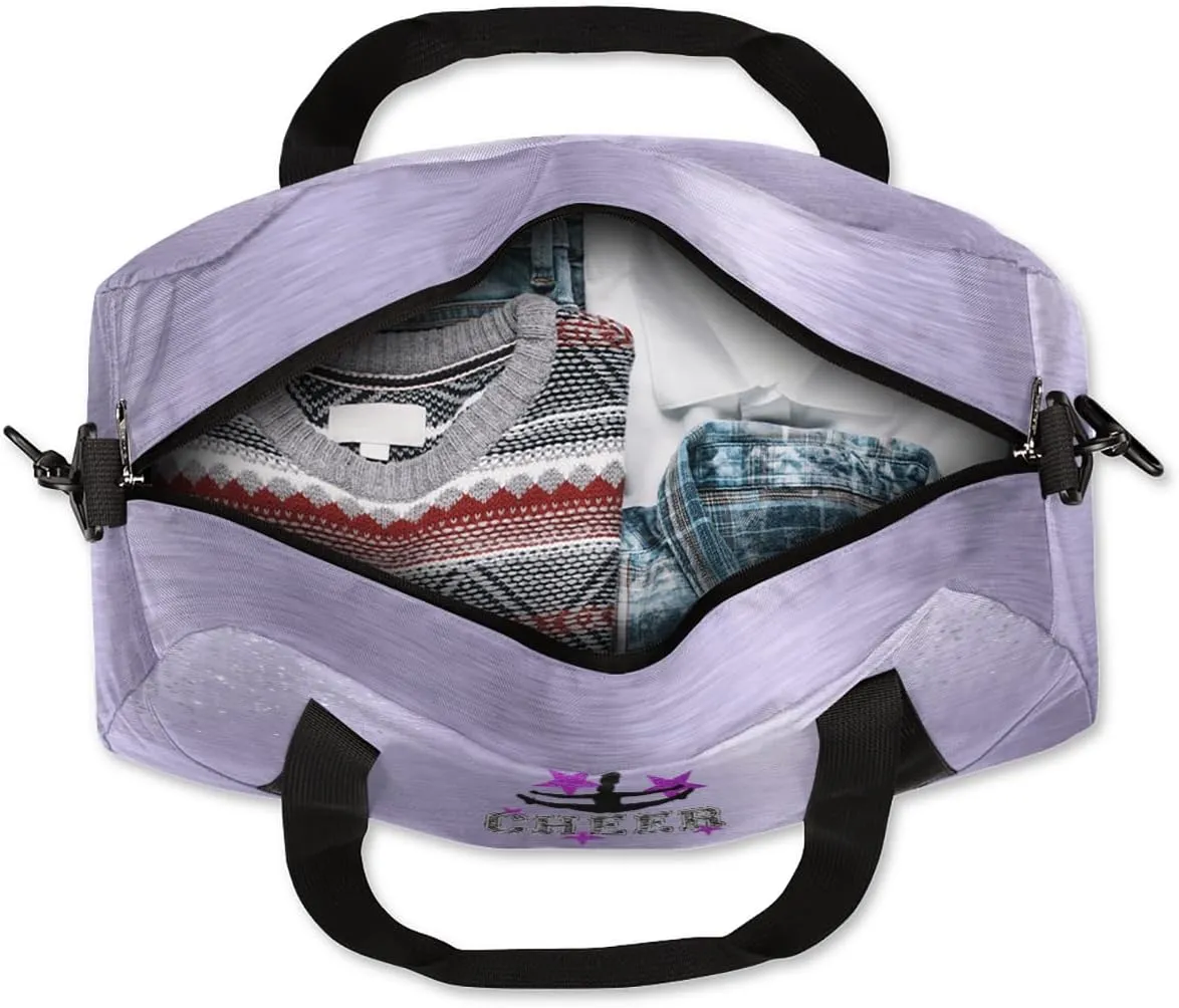 Custom Kids Duffel Overnight Bag Personalized Dance Bag Travel Duffel Bag for Girls Boys Customized Kids Gifts- Purple Star Cheerleader