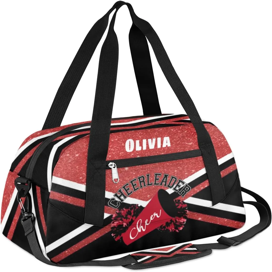 Custom Kids Duffel Overnight Bag Personalized Dance Bag Travel Duffel Bag for Girls Boys Customized Kids Gifts- Red Cheerleader