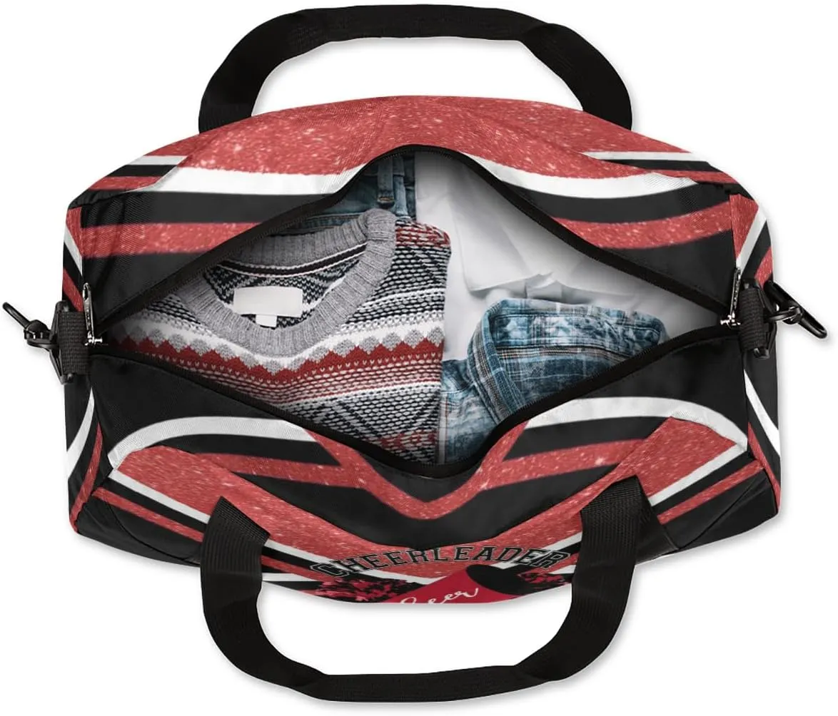 Custom Kids Duffel Overnight Bag Personalized Dance Bag Travel Duffel Bag for Girls Boys Customized Kids Gifts- Red Cheerleader