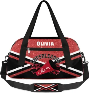 Custom Kids Duffel Overnight Bag Personalized Dance Bag Travel Duffel Bag for Girls Boys Customized Kids Gifts- Red Cheerleader