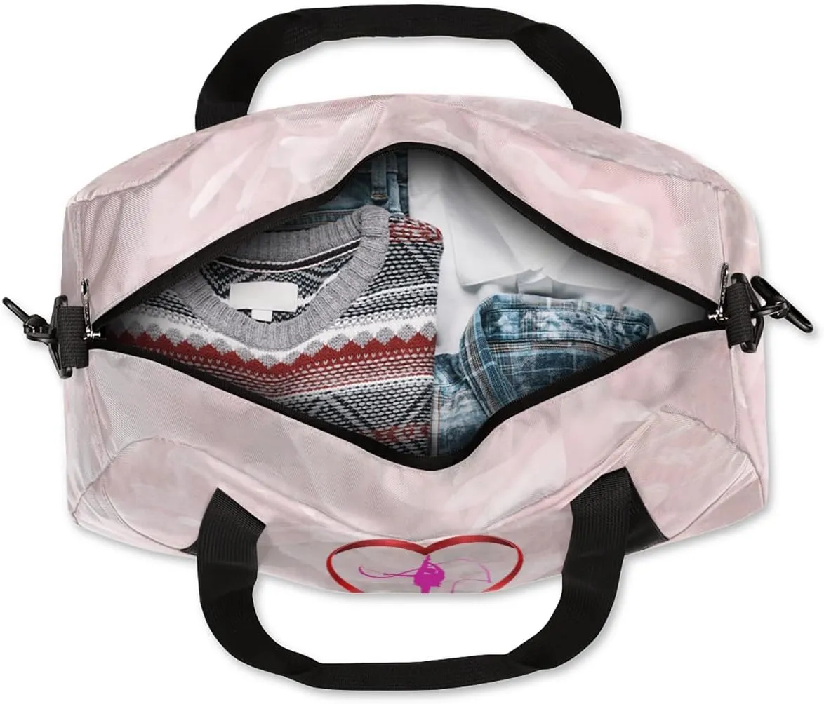 Custom Kids Duffel Overnight Bag Personalized Dance Bag Travel Duffel Bag for Girls Boys Customized Kids Gifts- White - Gymnast Pink