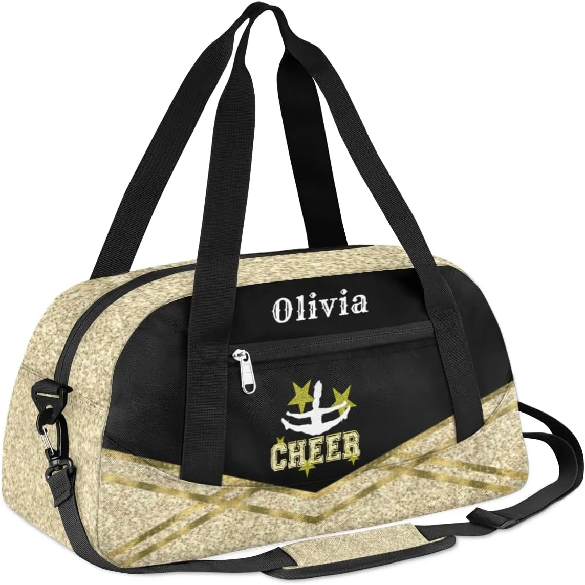 Custom Kids Duffel Overnight Bag Personalized Dance Bag Travel Duffel Bag for Girls Boys Customized Kids Gifts-Yellow Cheerleader gymnast