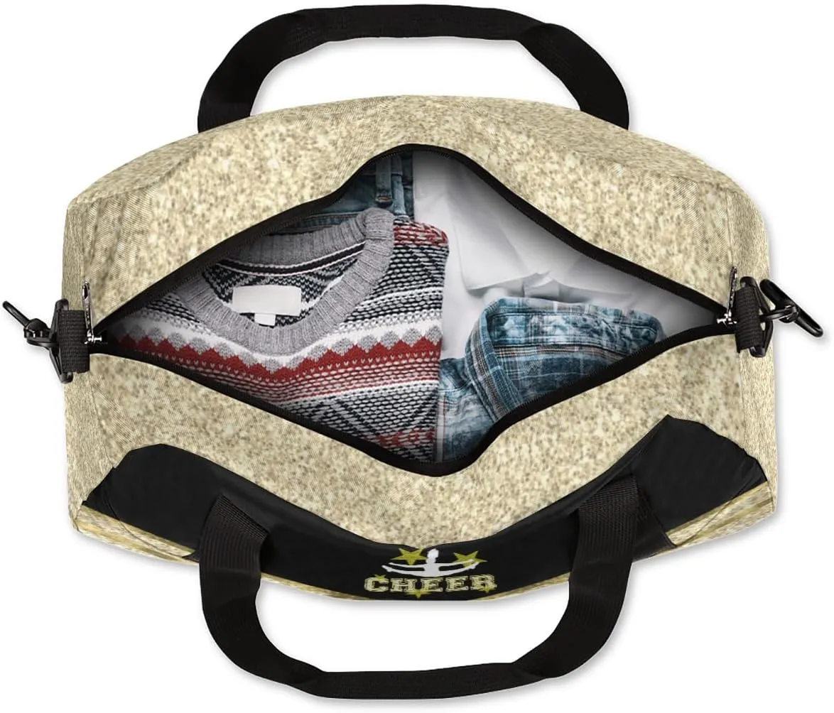 Custom Kids Duffel Overnight Bag Personalized Dance Bag Travel Duffel Bag for Girls Boys Customized Kids Gifts-Yellow Cheerleader gymnast