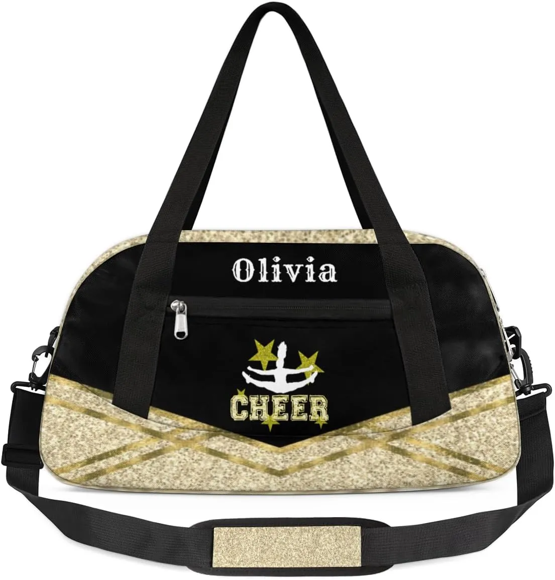 Custom Kids Duffel Overnight Bag Personalized Dance Bag Travel Duffel Bag for Girls Boys Customized Kids Gifts-Yellow Cheerleader gymnast