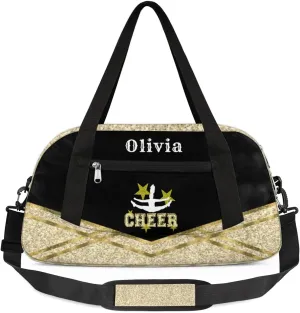 Custom Kids Duffel Overnight Bag Personalized Dance Bag Travel Duffel Bag for Girls Boys Customized Kids Gifts-Yellow Cheerleader gymnast