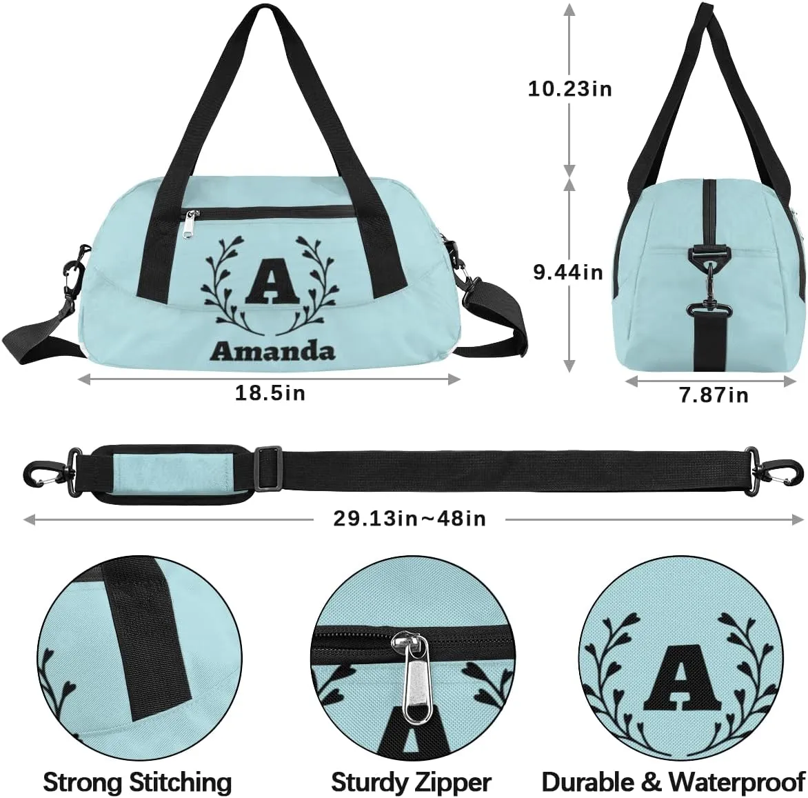 Custom Kids Duffel Overnight Bag Personalized Your Name or Text Kids Duffel Bag for Girls Boys Customized Kids Gifts