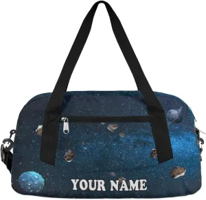 Custom Kids Duffel Overnight Bag Planets Stars Personalized Kids Duffel Bag for Girls Boys Customized Kids Gifts -