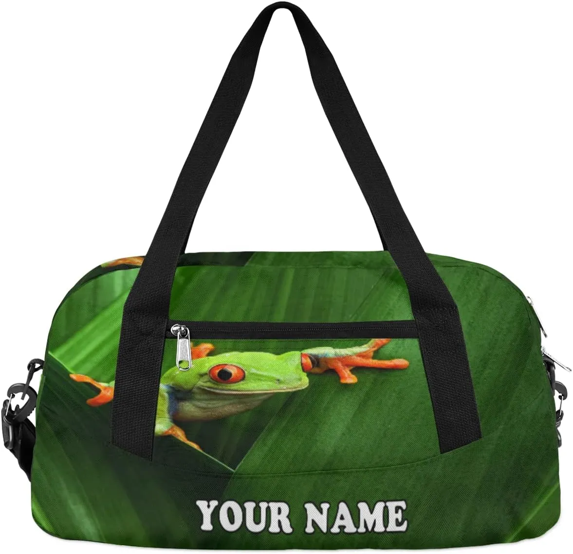 Custom Kids Duffel Overnight Bag Red Eyed Frog Personalized Kids Duffel Bag for Girls Boys Customized Kids Gifts - Tree Frog Jungle Leaf
